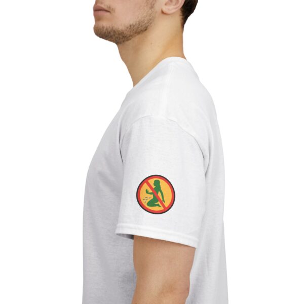 2 Sided Unisex Heavy Cotton Tee with arm emblem - ACOMMOG logo Printed Front and Definition of 'Squirtapenia' on Back - Image 3