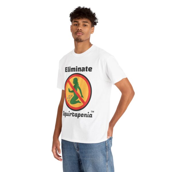 Double Sided Front and Back Unisex Heavy Cotton Tee - Eliminate 'Squirtapenia' Humor Shirt - Image 5