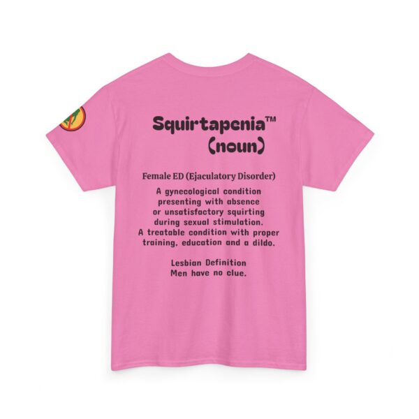 2 Sided Unisex Heavy Cotton Tee with arm emblem - ACOMMOG logo Printed Front and Definition of 'Squirtapenia' on Back - Image 15