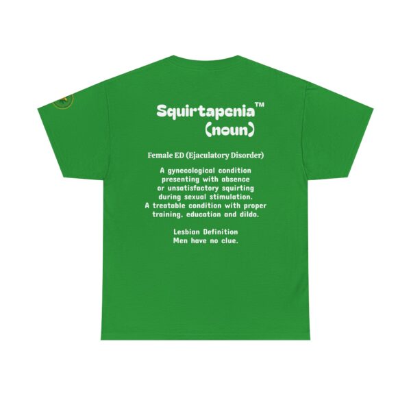2 Sided Unisex Heavy Cotton Tee with arm emblem - Eliminate 'Squirtapenia	™' Humor Shirt - Image 10