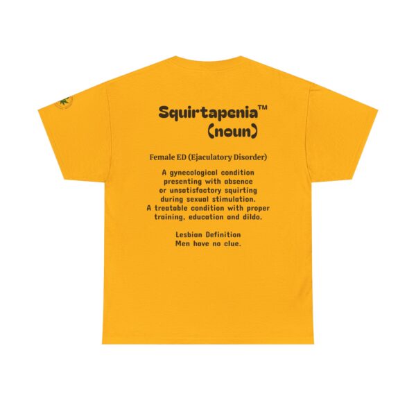 2 Sided Unisex Heavy Cotton Tee with arm emblem - Eliminate 'Squirtapenia	™' Humor Shirt - Image 8