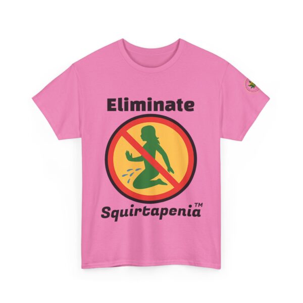 2 Sided Unisex Heavy Cotton Tee with arm emblem - Eliminate 'Squirtapenia	™' Humor Shirt - Image 13